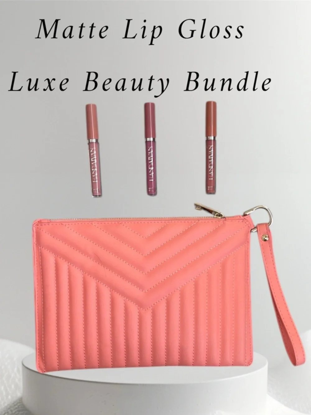 Luxe Velvet Matte Lipgloss Trio Handaiyan Lip Beauty Set Wristlet Makeup Bundle